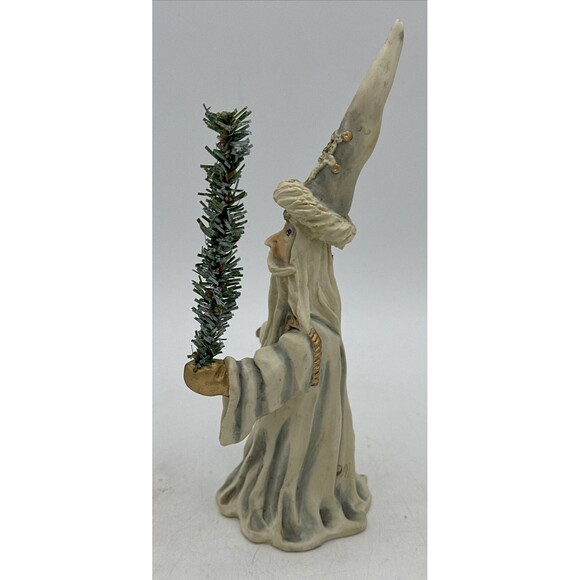 Vintage Allyson Nagel Snow Wizard w/ Tree Figurine Signed 1995 Holiday Decor - Picture 9 of 12